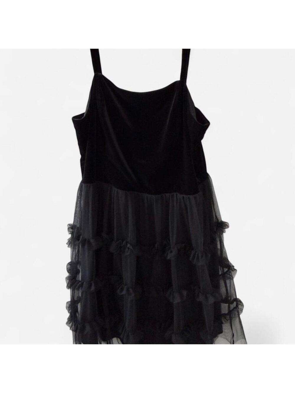 🖤 Trixxi Whimsigoth Black Velvet & Tulle Ruffle Dress 🖤